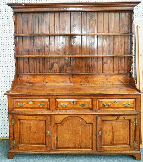 A GEORGE II SOLID YEW-WOOD DRESSER