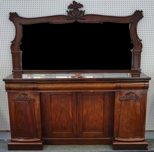 A REGENCY ROSEWOOD MIRROR BACKED SIDEBOARD