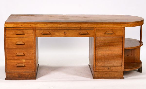 A MID-20TH CENTURY TEAK PEDESTAL DESK