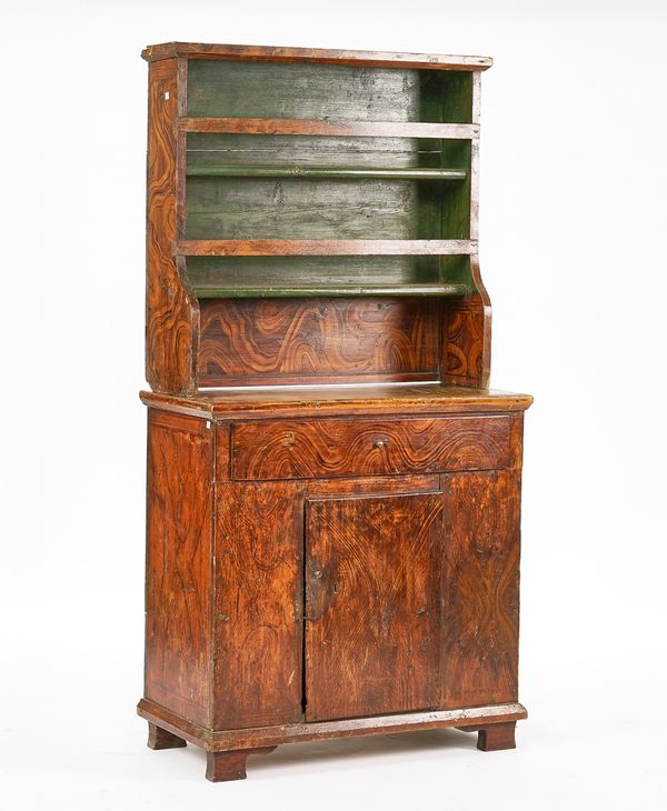 A SMALL 19TH CENTURY AUSTRIAN OR GERMAN SCUMBLED PINE DRESSER