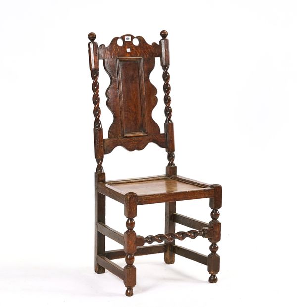 A LATE 17TH CENTURY JOINED OAK SIDE CHAIR