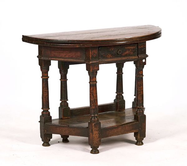 A CHARLES I JOINED OAK FOLD-OVER CREDENCE STYLE TABLE