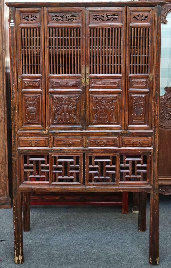 A 19TH CENTURY CHINESE SOFTWOOD KITCHEN CABINET