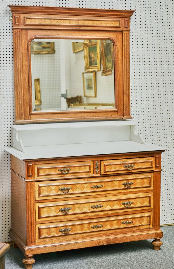 A 19TH CENTURY FRENCH MARBLE AND MIRROR BACK WASHSTAND COMMODE