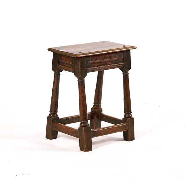 A CHARLES II OAK JOINED STOOL