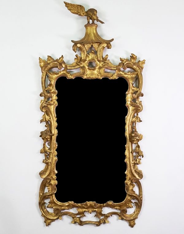 A 19TH CENTURY GEORGE III STYLE GILTWOOD MIRROR