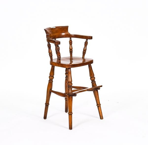 A CHILD'S STAINED BEECH HIGH-CHAIR