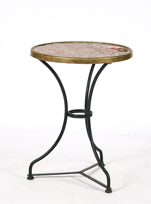 AN EARLY 20TH CENTURY FRENCH METAL MOUNTED RED MARBLE OCCASIONAL TABLE