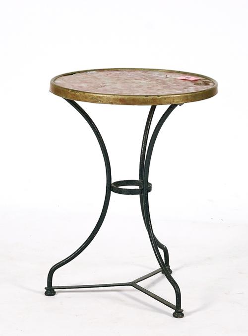 AN EARLY 20TH CENTURY FRENCH METAL MOUNTED RED MARBLE OCCASIONAL TABLE