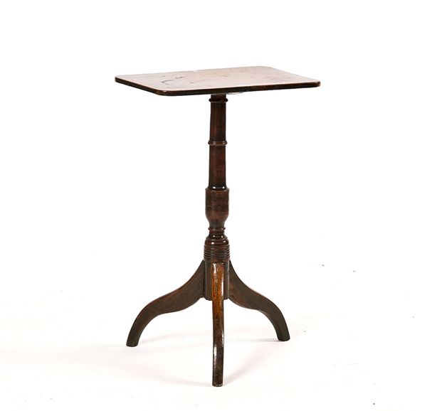 A LATE GEORGE III OAK TRIPOD TABLE