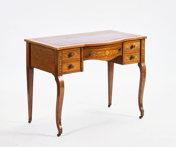 A LATE VICTORIAN INLAID ROSEWOOD LADIES’ WRITING TABLE