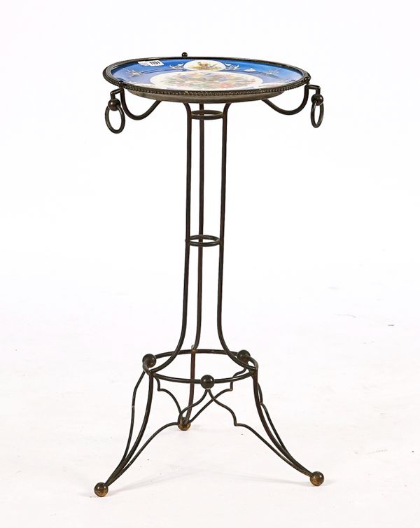 A FRENCH SEVRES STYLE PORCELAIN METAL-MOUNTED OCCASIONAL TABLE