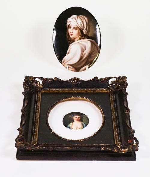 A German porcelain oval plaque and another