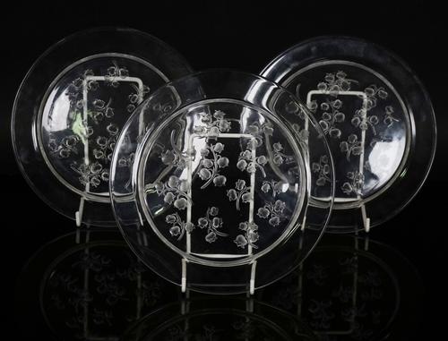 THREE LALIQUE `MUGUET' PATTERN SALAD PLATES