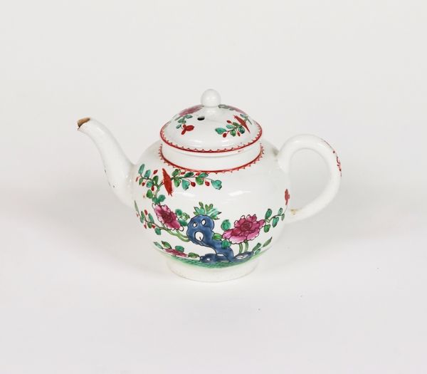 A Liverpool porcelain globular teapot and cover