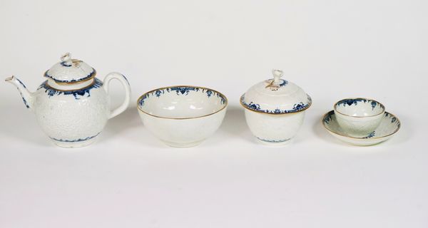 A WORCESTER BLUE AND WHITE PART TEA SERVICE