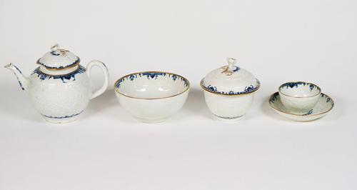 A WORCESTER BLUE AND WHITE PART TEA SERVICE