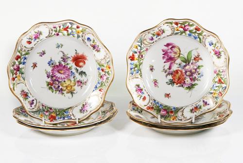 Six Dresden porcelain plates