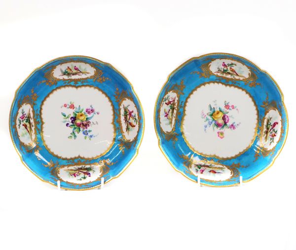 A pair of English decorated Sevres dishes