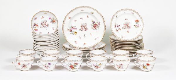 A Meissen outside decorated part tea and dessert service