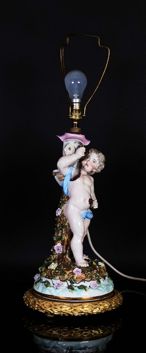 A Sitzendorf porcelain lamp base