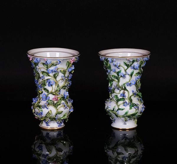 A near pair of Meissen vases