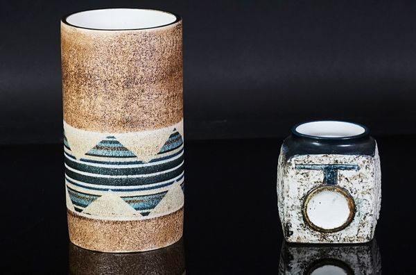 A Troika Pottery cylinder vase by Alison Brigden