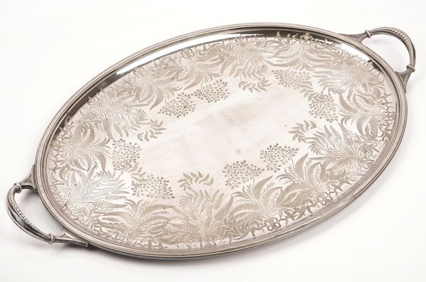 A plated oval twin handled tray
