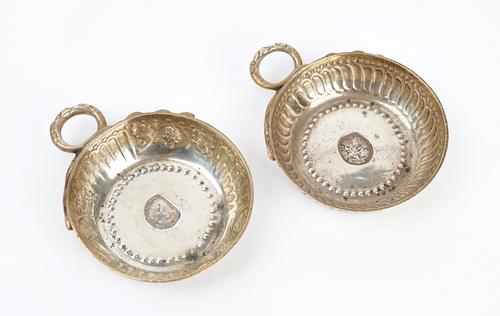Two silver wine tasting dishes (2)