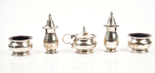 A silver condiment set and further items of silver (14)