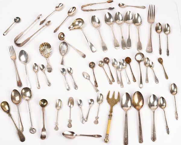 A group of silver foreign and plated flatware (qty)