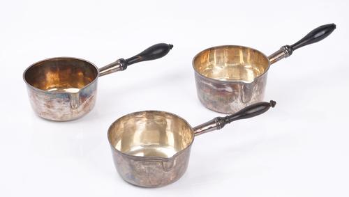 Three French brandy saucepans (3)