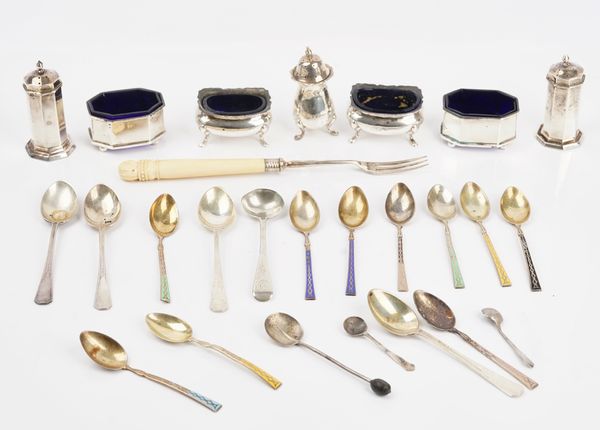 A group of silver condiments and flatware (26)