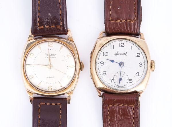 Two 9ct gold cased gentlemen's wristwatches (2)