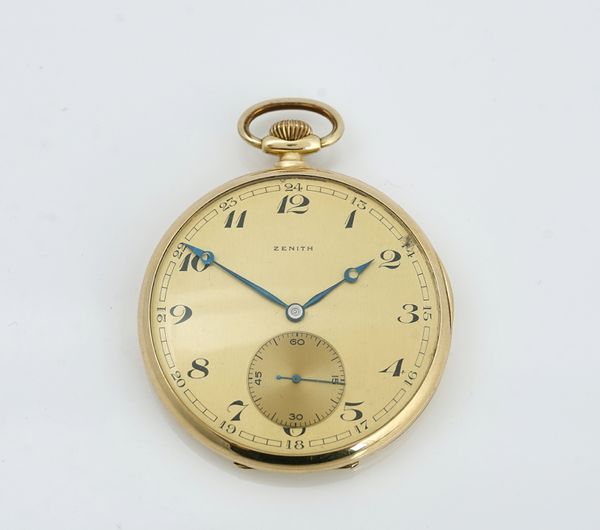 A Zenith gold cased, keyless wind openfaced dress watch