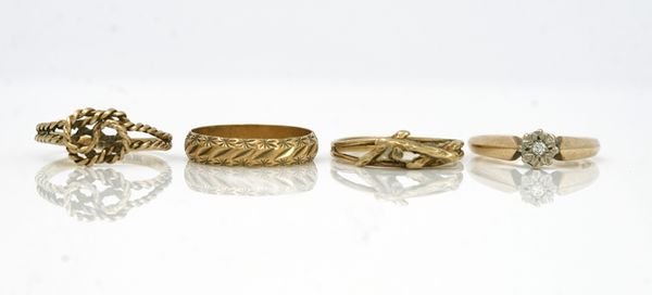 Four 9ct gold rings (4)