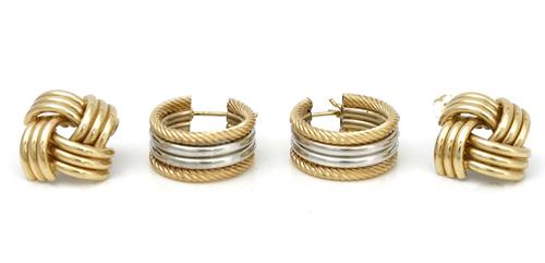 Two pairs of gold earrings (2)