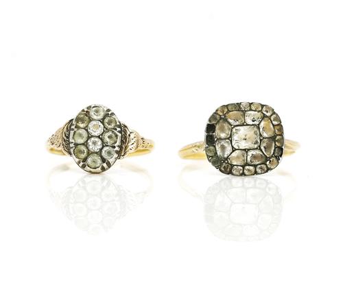 Two 19th century colourless paste set cluster rings (2)