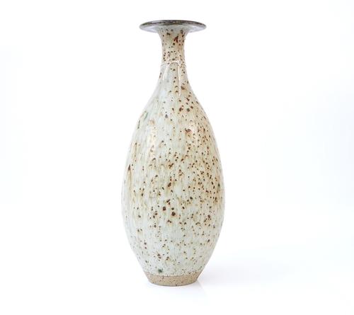 A STUDIO POTTERY DOLOMITE GLAZED BALUSTER VASE