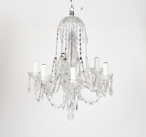 WATERFORD; A CUT-GLASS SIX-LIGHT CHANDELIER