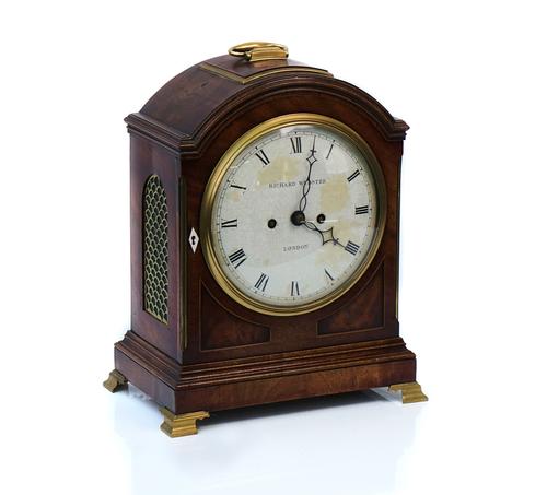 A REGENCY GILT-BRASS MOUNTED MAHOGANY BRACKET CLOCK