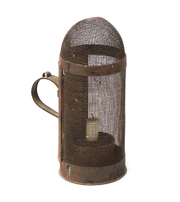 A DOMED WIRE GAUZE PORTABLE LANTERN
