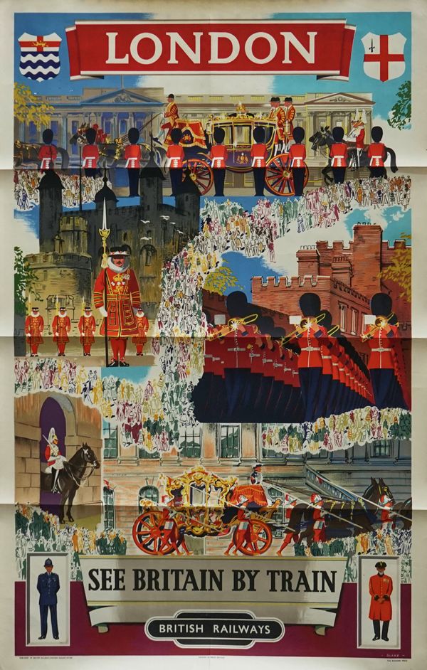 ADVERTISING POSTER;  LONDON SEE BRITAIN BY TRAIN