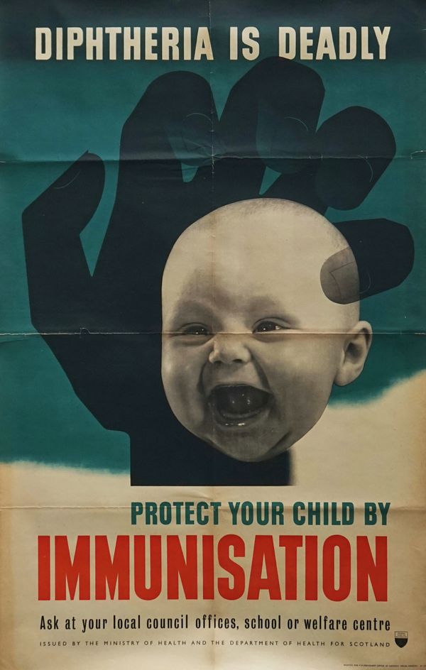 ADVERTISING POSTER; DIPTHERIA IS DEADLY PROTECT YOUR CHILD BY IMMUNISATION