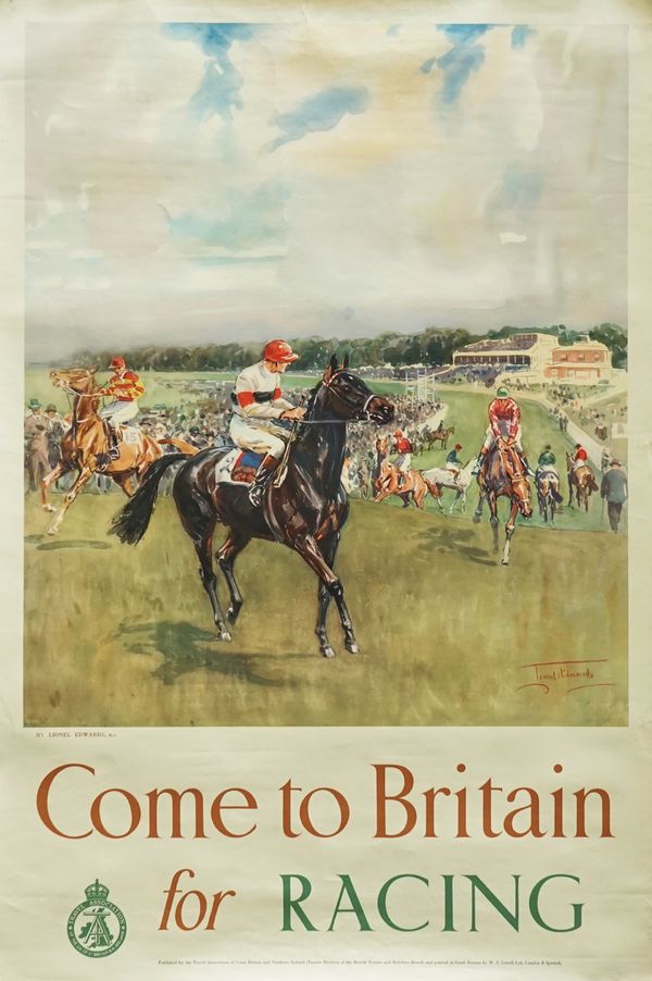 ADVERTISING POSTER; COME TO BRITAIN FOR RACING