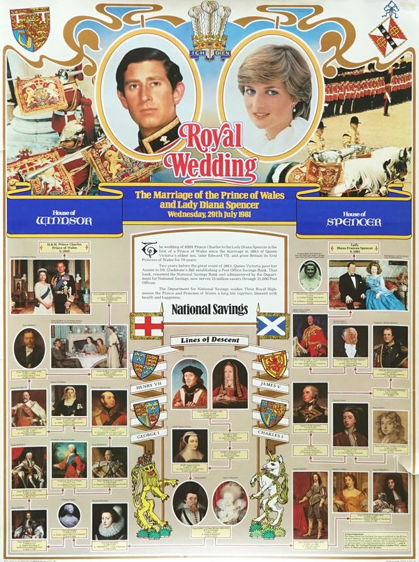 ADVERTISING POSTER; NATIONAL SAVINGS ROYAL WEDDING PRINCE OF WALES AND LADY DIANA SPENCER 29th JULY 1981