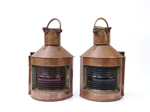 A PAIR OF COPPER AND BRASS SHIP'S LANTERNS