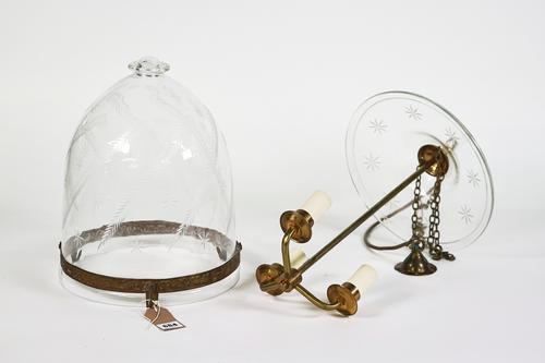 FOUR REGENCY STYLE  CUT GLASS THREE LIGHT HALL LANTERNS (4)