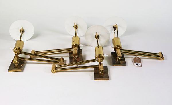 A SET OF FOUR LACQUERED BRASS ‘BILLY BALDWIN’ SWING-ARM WALL LIGHTS (4)