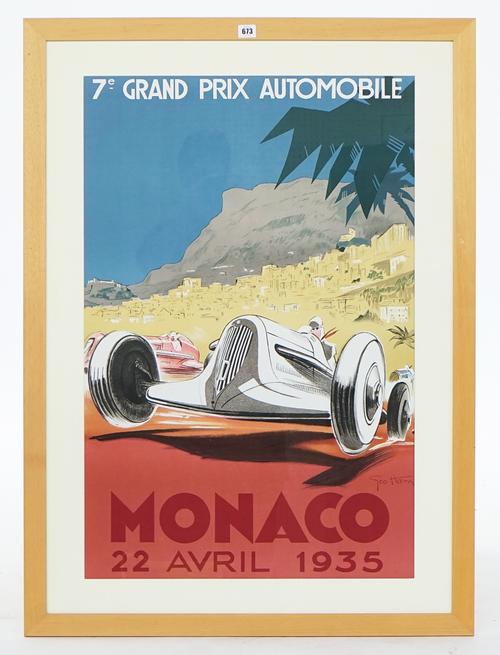 FOUR REPRODUCTION 1930S MONACO GRAND PRIX POSTER PRINTS